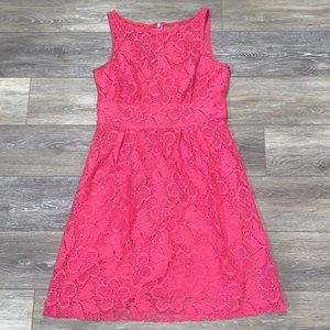 Pink Sleeveless Dress with Floral Lace